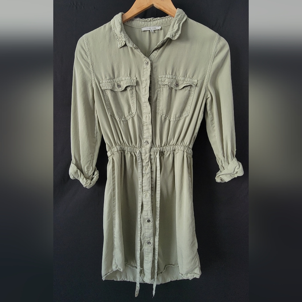 Sage green button up dress